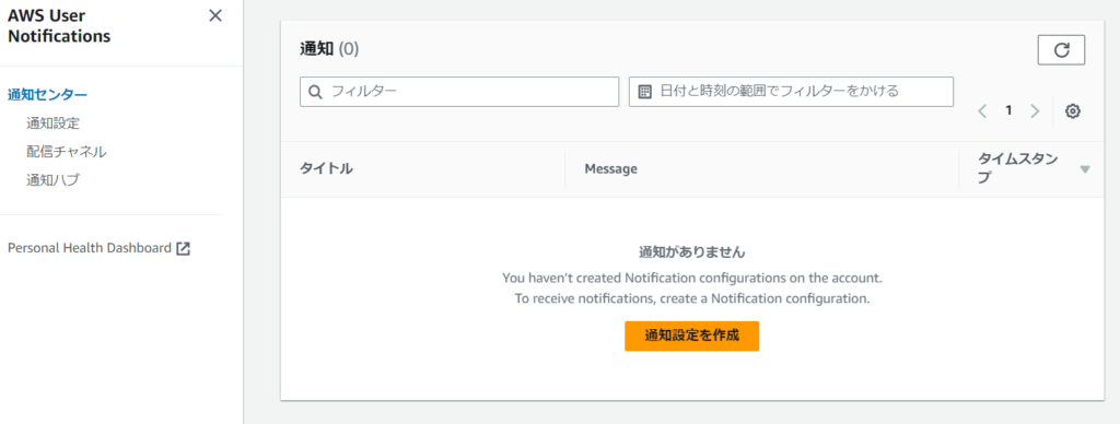 AWS User Notifications通知センター