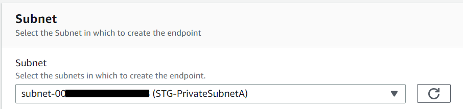 EC2 Instance Connect Endpoint 作成　サブネットの設定